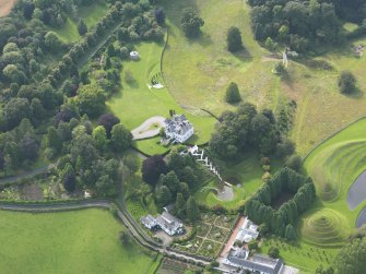Oblique aerial view of Portrack House and gardens, taken from the E.