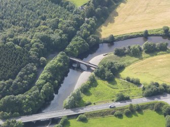 Oblique aerial view of Auldgirth Bridge, taken from the E.