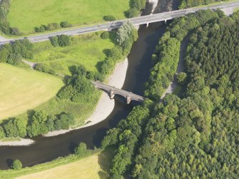 Oblique aerial view of Auldgirth Bridge, taken from the W.