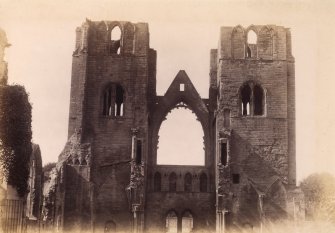 Interior view of Elgin Cathedral from east.
