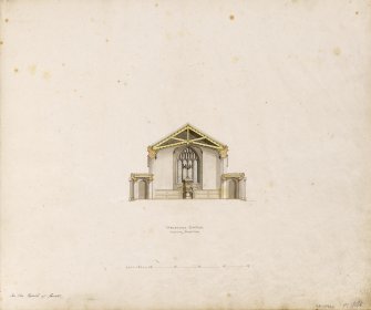 Transverse section showing pulpit end of church.