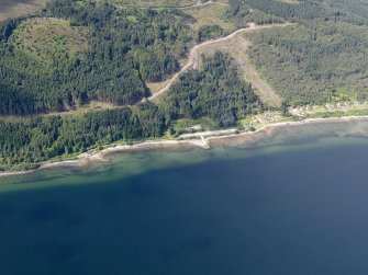 Oblique aerial view of jetty at Blair's Ferry, taken from the ENE.