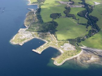 General oblique aerial view of Ardyne Point wharf, taken from the S.