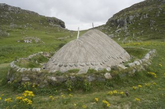 View of reconstructed Iron Age site at Bosta, taken from NW