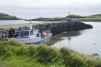View of east wall at Rodel Harbour, Harris, from north-west.