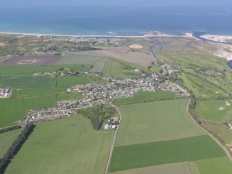 General oblique aerial view of Garmouth and Kingston, taken from the S.