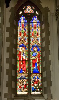 Interior. Nave. Stained glass window. Detail