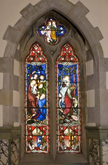 Interior. Lady chapel. Stained glass window. Detail