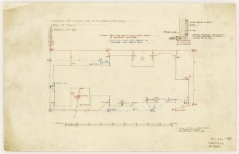 Moray, Elgin, The Bield.
Plan of drains.
Titled:  'House At Elgin For E.S. Harrison Esq  Plan Of Drains  Drawing No 29.'
Insc:  'James B. Dunn  A.R.S.A - F.R.I.B.A.  14 Frederick Street  Edinburgh  Nov 1929'.

