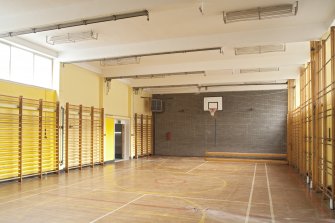 Interior. Ground floor, gymnasium, view from W