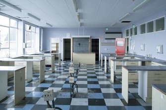 Interior. 2nd. floor, domestic science room, view from S