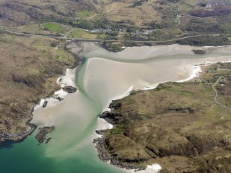 Oblique aerial view of the Sands of Morar, taken from the SW.