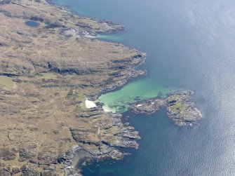Oblique aerial view of the Sound of Arisaig centred on the remains of the fort, taken from the W.