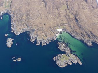 Oblique aerial view of the Sound of Arisaig, centred on the fort of Eilean a' Ghaill, taken from the SSW.
