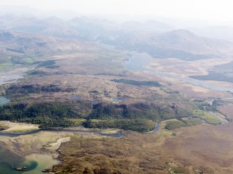 General oblique aerial view looking across the River Shiel towards Loch Shiel, taken from the WSW.