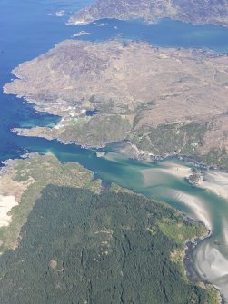 General oblique aerial view of Kentra Bay with the South Channel beyond, taken from the SW.