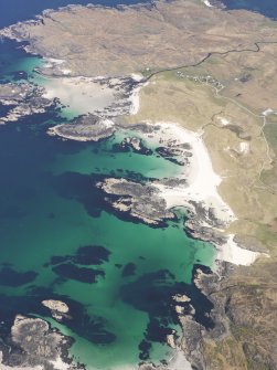General oblique aerial view of Sanna Bay, centred on Sanna, taken from the SSW.