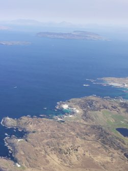 General oblique aerial view of the Point of Ardnamurchan looking out towards the Islands of Rum, Eigg, Muck and Skye, taken from the S.