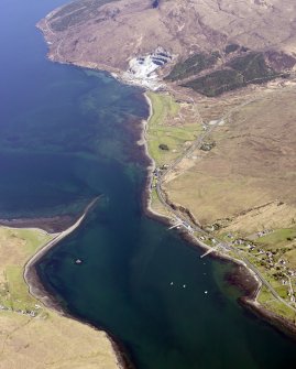 General oblique aerial view of the remains of fish traps near the Sconser golf course and quarry, Skye, taken from the WNW.