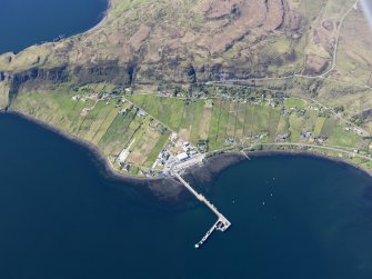 General oblique aerial view of King Edward Pier and the township of Idrigil, Uig, Isle of Skye, taken from the SE.