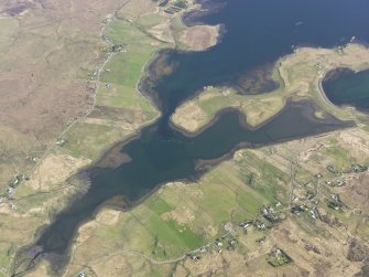 Oblique aerial view of the remains of the fish traps near the townships of Roag and Ardroag, Isle of Skye, taken from the NW.