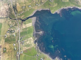 Oblique aerial view of the remains of a fish trap near Ose, Isle of Skye, taken from the NNW.