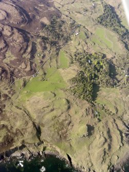 General oblique aerial view of Galmisdale, Eigg, taken from the SSE.