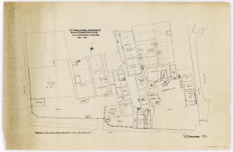 Floor plan showing proposed alterations at Cowgate level.
Title: 'Messrs Archd. Campbell, Hope & King Ltd, Brewers 17 Chambers Street, Edinburgh, Plan of Argyle Brewery at Cowgate Level'