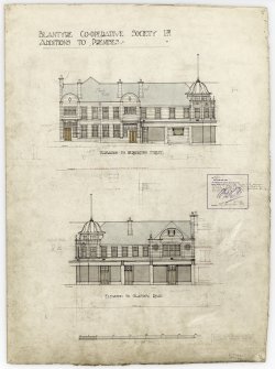 Elevations to Herbertson Street and Glasgow Road, The Blantyre Co-Operative Society