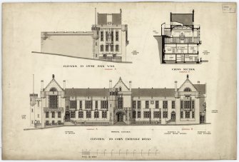 Elevation and sections of Stirling Municipal Buildings.