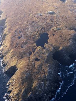Oblique aerial view of the rotor radarsite at Aird Uig, taken from the SSW.