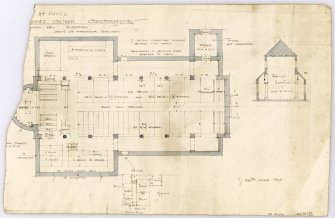 Plan and section for St Anne's Parish Church including details of seating arrangements.