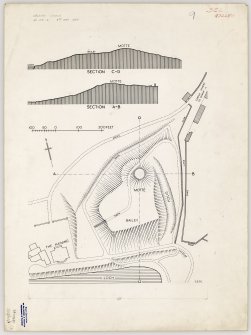 Publication drawing. Selkirk Castle, plan and sections. 
