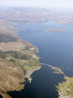 General oblique aerial view of the Skye Bridge and the Cuillin Hills in the distance, taken from the S.