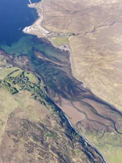 Oblique aerial view of the mouth of the River Kishorn and Courthill House, taken from the E.