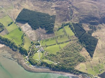 Oblique aerial view of Mains of Applecross, taken from the  WSW.