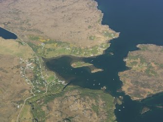 General oblique aerial view of Badachro, taken from the SE.