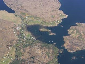 General oblique aerial view of Badachro, taken from the SE.