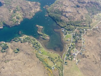 Oblique aerial view of Badachro centred on the remains of the fish trap, taken from the WNW.