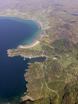 General oblique aerial view looking along the coastline towards Gairloch, taken from the SSE.