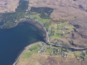 Oblique aerial view centred on the Bay at Poolewe and Inverewe, taken from the WSW.