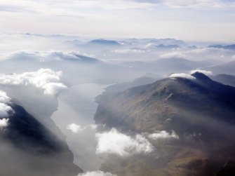 General oblique aerial view looking down Loch Treig towards Rannoch and Mamore with Stob Coire Easain to the right, taken from the NNE.