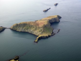 Oblique aerial view of the Shiant Islands, Garbh Eilean, taken from the ENE.