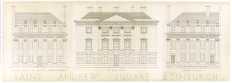 Drawing showing elevations for 25-37 St Andrew Square,  Scottish Union, Royal Bank and British Linen Bank.