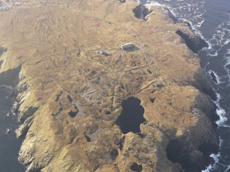 Oblique aerial view of the rotor radarsite at Aird Uig, taken from the NNE.