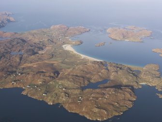 General oblique aerial view looking towards Caolas Pabaigh, Bheirigh, Bhaltos and Cnip, taken from the S.