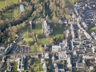 Oblique aerial view of Dunfermline Abbey, taken from the WNW.