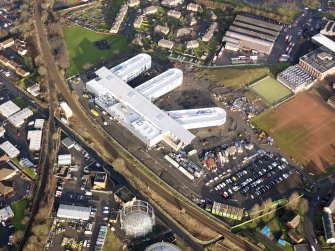 Oblique aerial view of the new Dunfermline High School, taken from the SW.