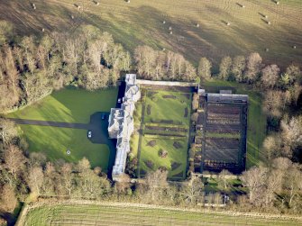 Oblique aerial view of Logie House, taken from the SW.