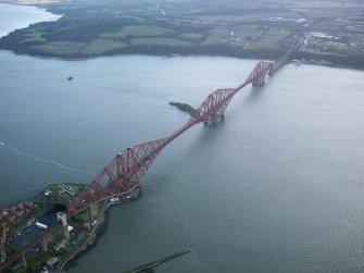Oblique aerial view of the Forth Railway Bridge, taken from the NW.
